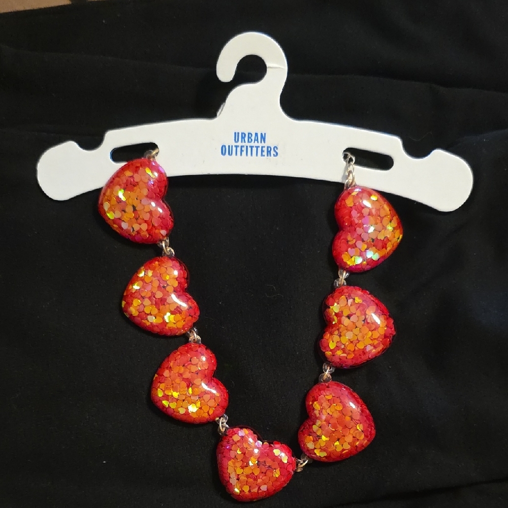Urban Outfitters Glitter Heart Necklace